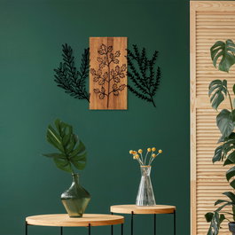 Wallity Triple Herbs - 385 Escultura de pared de madera y metal